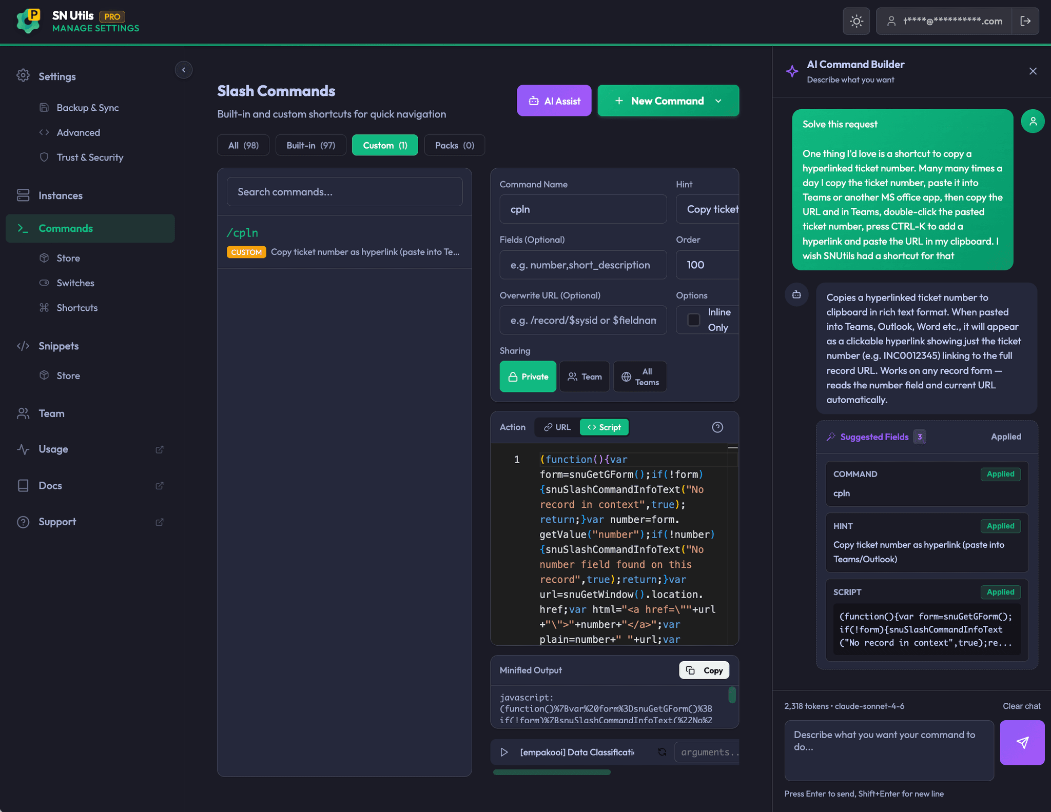 AI Assistant for Slash Commands
