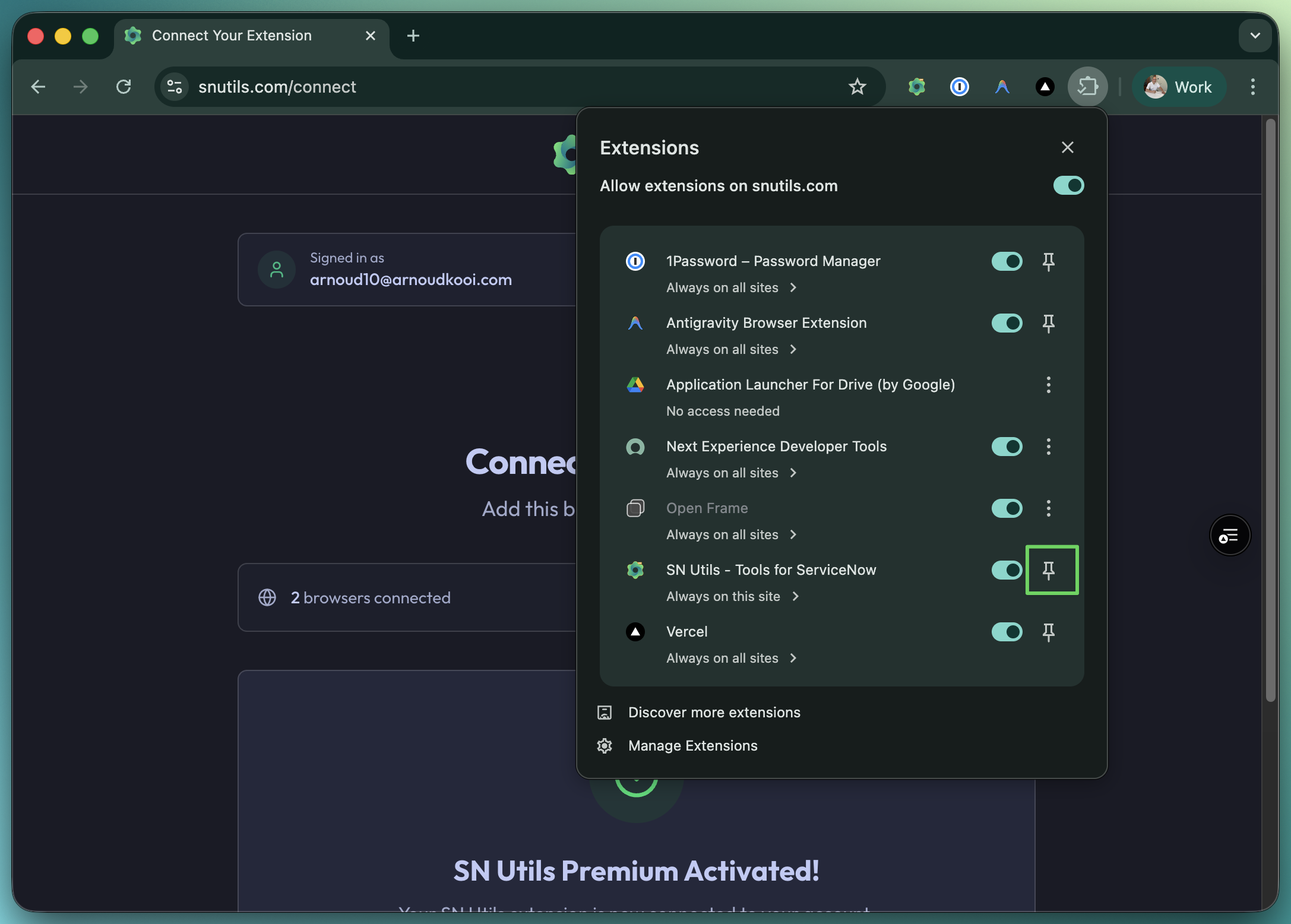 Pin SN Utils to toolbar