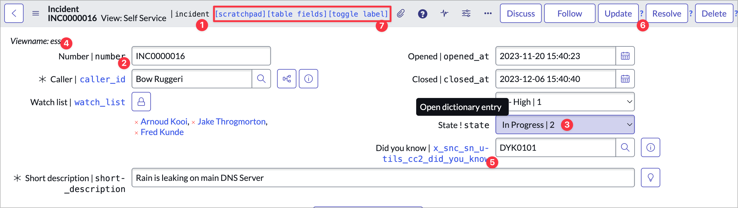 Technical Names for Forms
