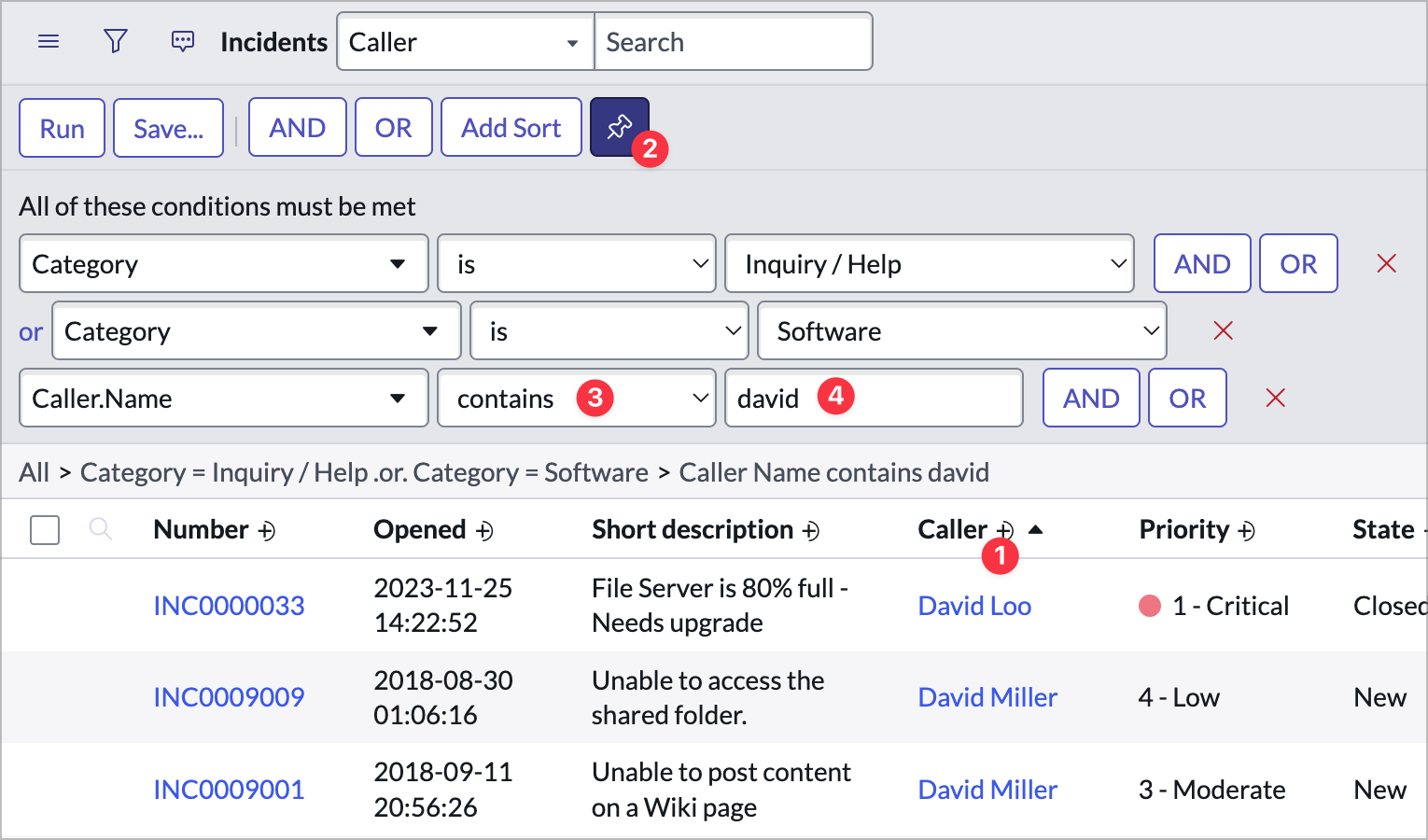 Quick add advanced filter condition