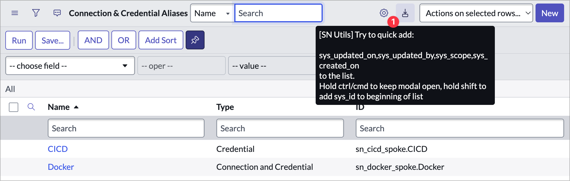 List before quick add
