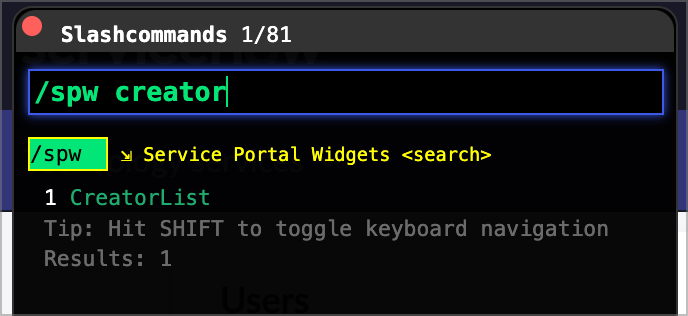 Widget search