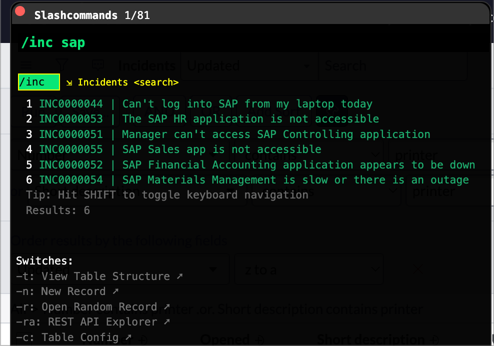 New /inc command in action