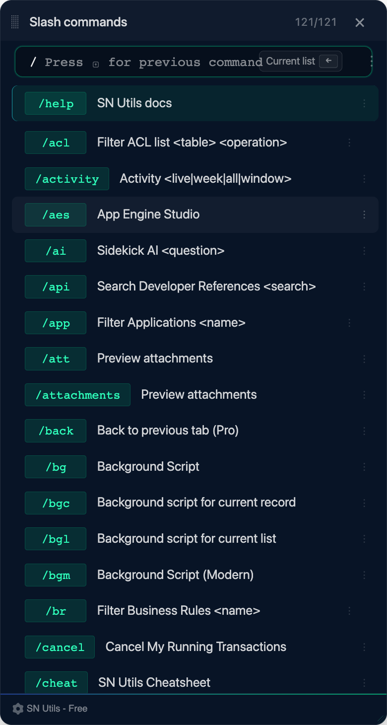 The Current list chip on a list page