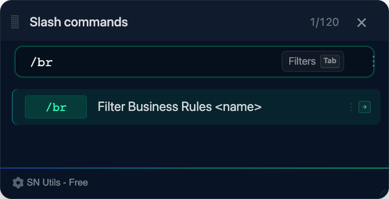 Press Tab on a list command to open the Query Builder